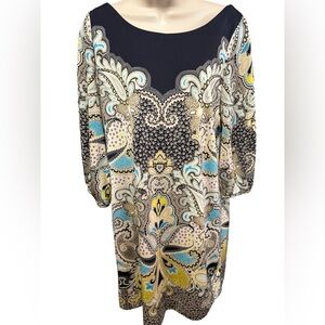 1037 / Etcetera 3/4 Sleeve Paisley Print Dress Women’s Size 8